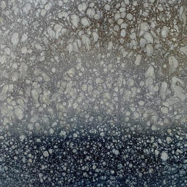 12x12 wrapped canvas feature ombre grey background with light bubbles created with hammered metallic paint. 